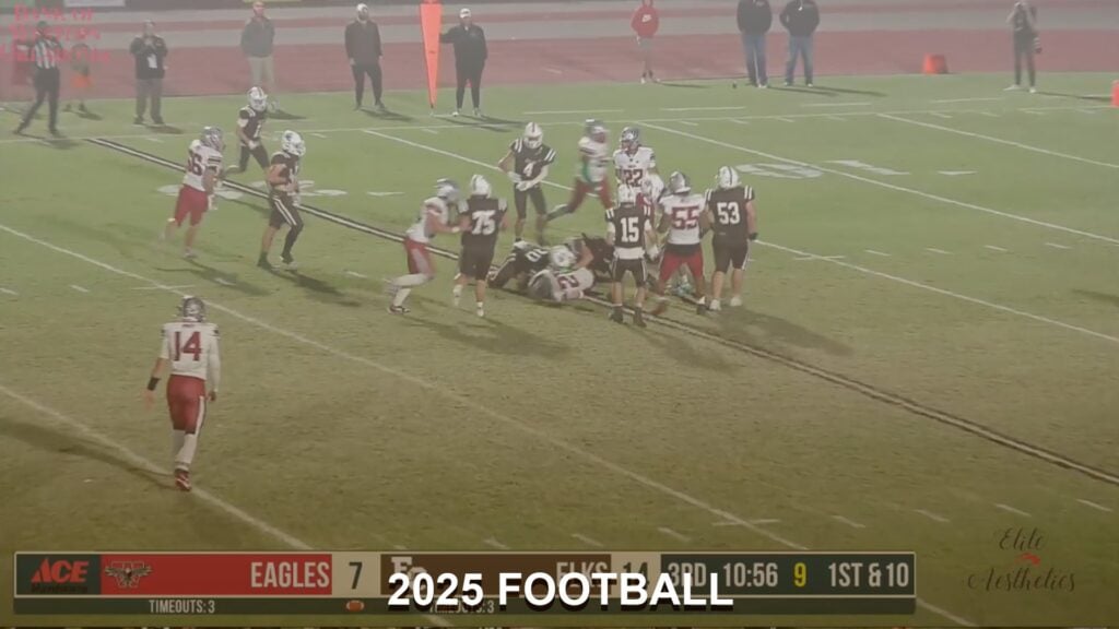Elk City Elks football game 2025 with players in action on the field