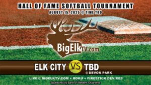 Elk City softball competes in the Hall of Fame Tournament at Devon Park on August 15, 2025.