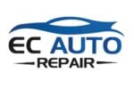 EC Auto Repair logo with blue car silhouette above bold black and blue text.