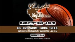 Elk City Big Elks vs North Rock Creek boys basketball game graphic from the Washington Tournament on January 21, 2026 at 4:40 pm.